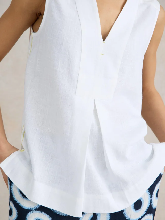 Celia Ärmellose Bluse aus Materialmix