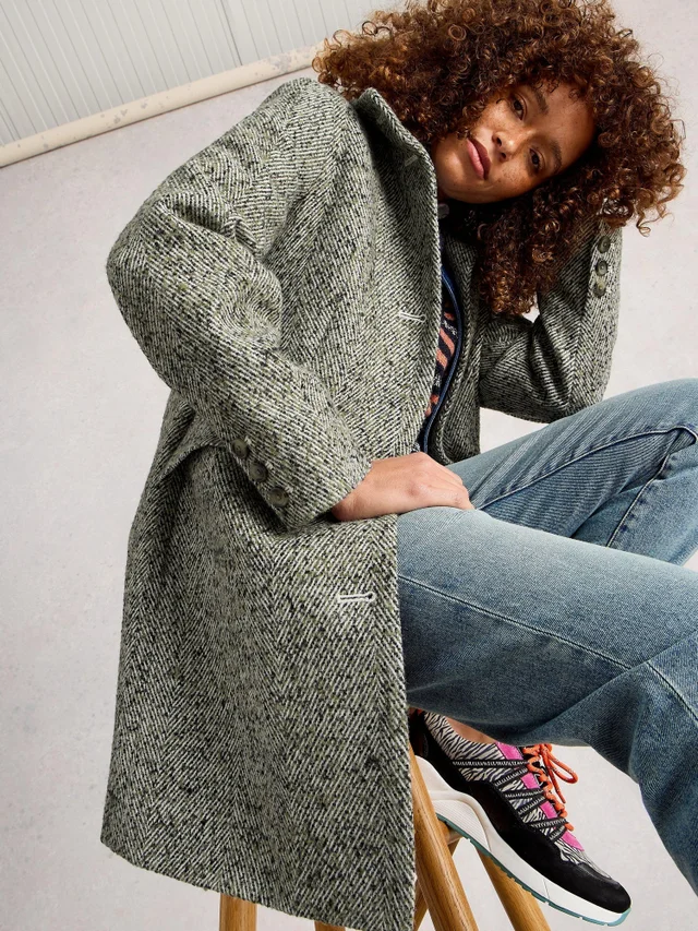 Tweedmantel Karla aus Wollmischung