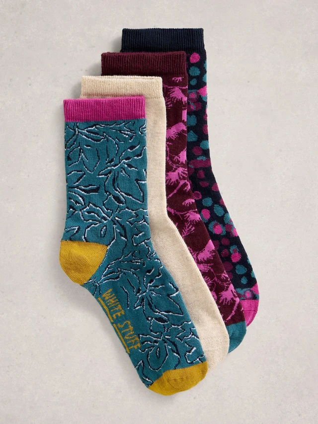 4er-Pack Socken mit floralem Muster