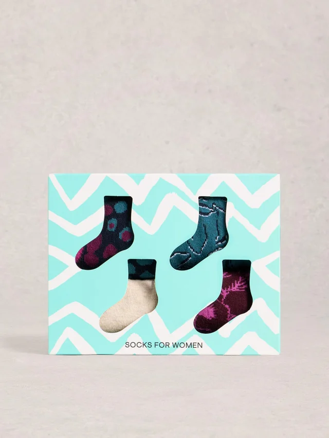 4er-Pack Socken mit floralem Muster