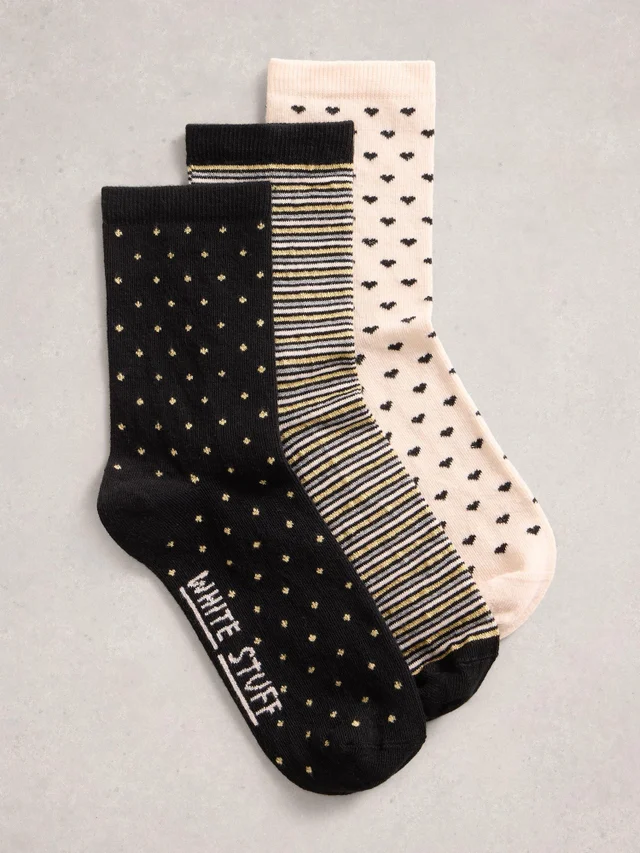 3er-Pack Glitzersocken
