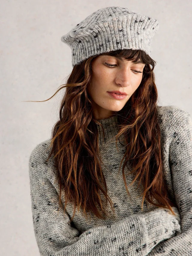 Gestrickte Baskenmütze Spacedye