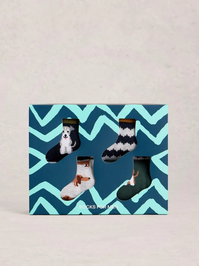 4-er Pack Socken mit Hundemotiv