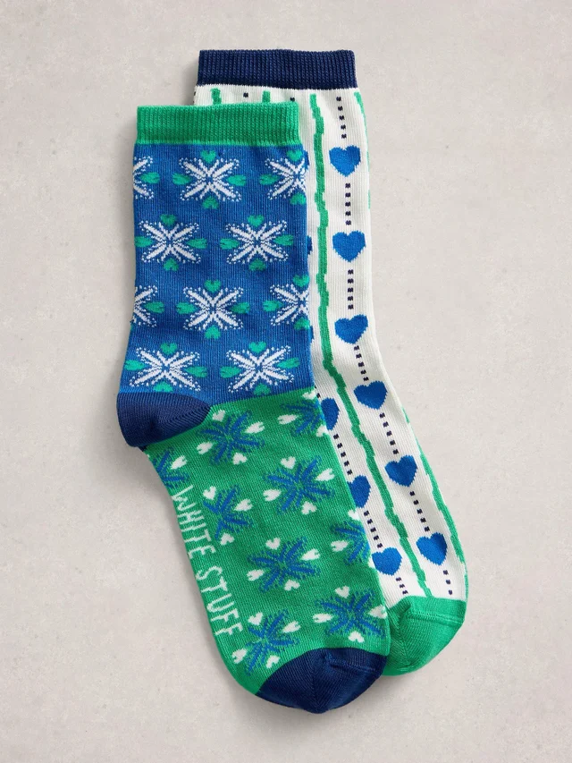2er-Pack Socken Herz-Print