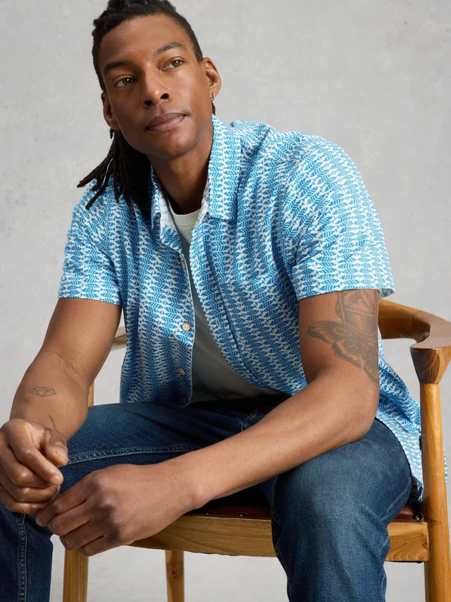 Hemd Finsbury mit Fisch-Print