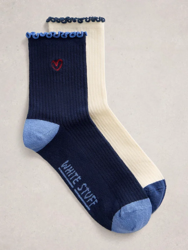 2er-Pack bestickte Socken