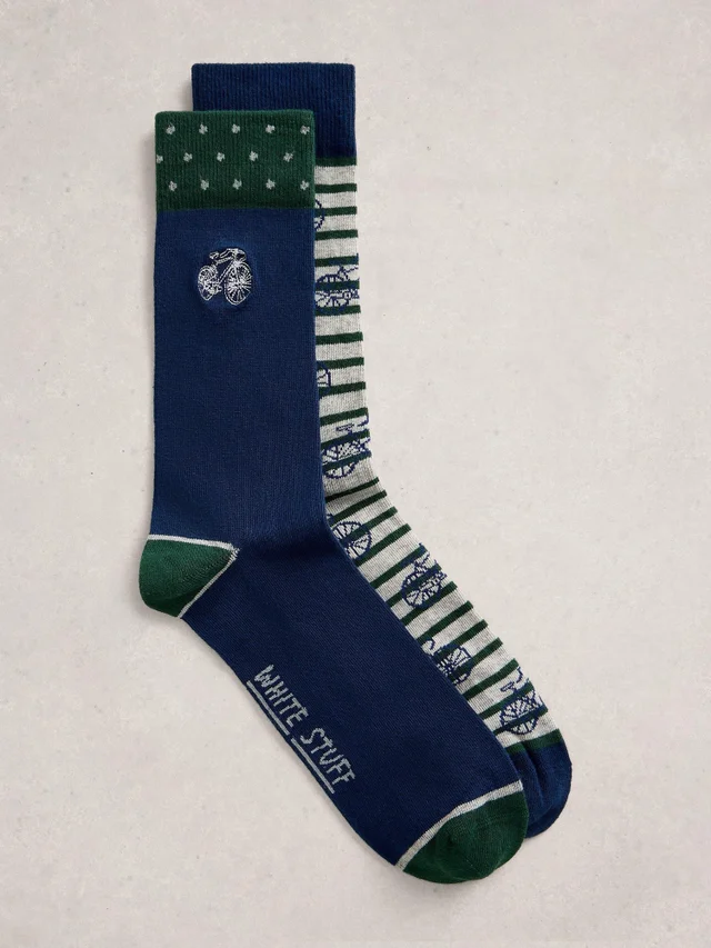 2-er Pack gestreifte Bike-Söckchen