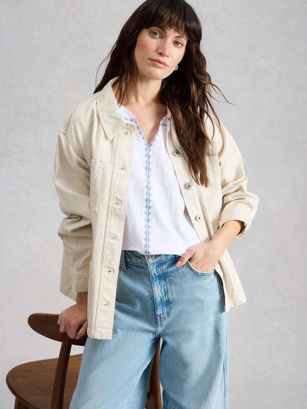 Besticktes T-Shirt Nelly - White Mlt - 52 Bild 1