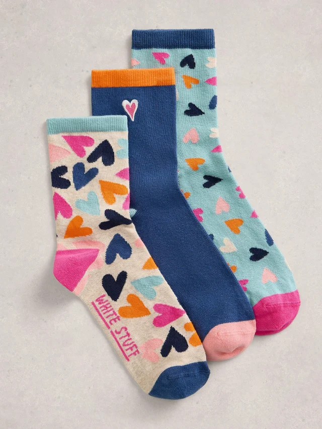 3er-Pack Socken mit Herzmotiven