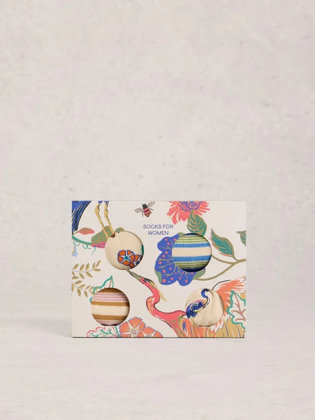4er-Pack Socken mit floralem Muster