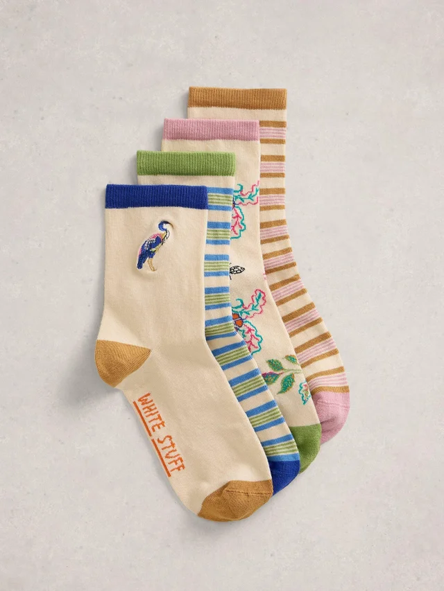 4er-Pack Socken mit floralem Muster